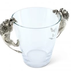 Vagabond House Glass Ice Bucket Lion Handles