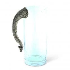 Vagabond House Glass Pitcher Pewter Giraffe Handle Safari