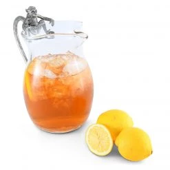 Vagabond House Glass Pitcher Pewter Monkey Handle Safari