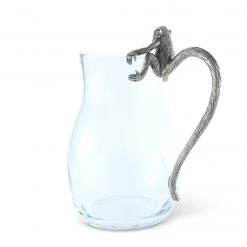 Vagabond House Glass Pitcher Pewter Monkey Handle Safari