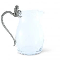 Vagabond House Glass Pitcher Pewter Monkey Handle Safari
