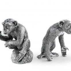 Vagabond House Pewter Chimp Salt And Pepper