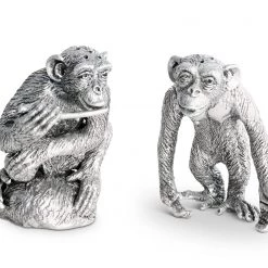 Vagabond House Pewter Chimp Salt And Pepper