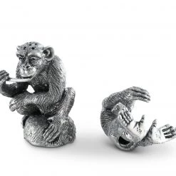 Vagabond House Pewter Chimp Salt And Pepper