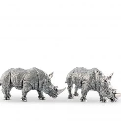 Vagabond House Safari Pewter Rhinos Salt & Pepper Set