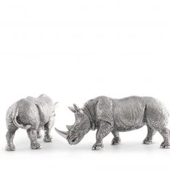 Vagabond House Safari Pewter Rhinos Salt & Pepper Set