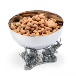 Vagabond House Stainless Nut Bowl - Pewter Elephant Base