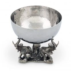 Vagabond House Stainless Nut Bowl - Pewter Elephant Base