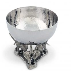Vagabond House Stainless Nut Bowl - Pewter Elephant Base