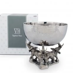 Vagabond House Stainless Nut Bowl - Pewter Elephant Base
