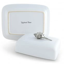 Vagabond House Conch Shell Stoneware Butter Dish 12 Vagabond House Conch Shell Stoneware Butter Dish