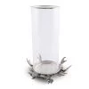 Vagabond House Crab Glass & Pewter Pillar Hurricane Centerpiece Sea And Shore