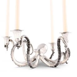 Vagabond House Four Taper Pewter Octopus Candelabrum Sea And Shore