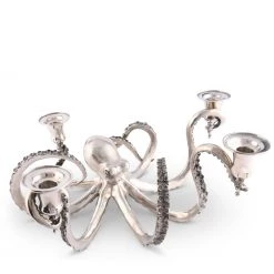 Vagabond House Four Taper Pewter Octopus Candelabrum Sea And Shore
