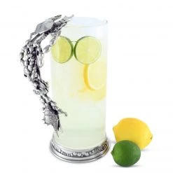 Vagabond House Glass Pitcher Pewter Marine Life Handle