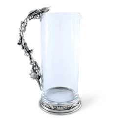 Vagabond House Glass Pitcher Pewter Marine Life Handle
