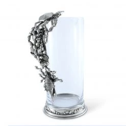 Vagabond House Glass Pitcher Pewter Marine Life Handle