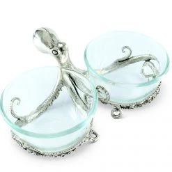 Vagabond House Sea And Shore Octopus Double Condiment Bowls