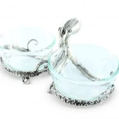Vagabond House Sea And Shore Octopus Double Condiment Bowls