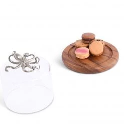 Vagabond House Octopus Glass Covered Cheese Wood Board Sea And Shore