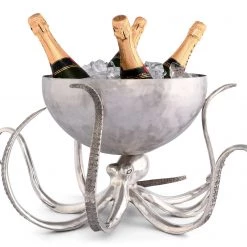 Vagabond House Octopus Pewter Steel Ice Tub Punchbowl Sea And Shore
