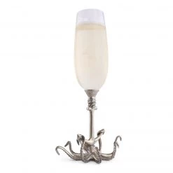 Vagabond House Octopus Pewter Stem Champagne Flute