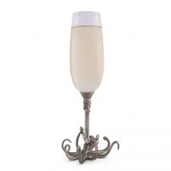 Vagabond House Octopus Pewter Stem Champagne Flute