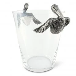 Vagabond House Pelican Pewter Handle Glass Ice Bucket