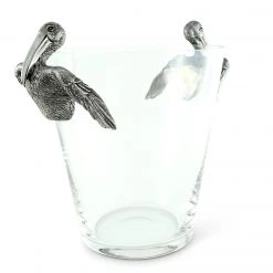 Vagabond House Pelican Pewter Handle Glass Ice Bucket