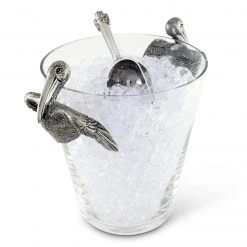 Vagabond House Pelican Pewter Handle Glass Ice Bucket