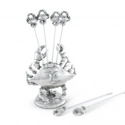 Vagabond House Sea And Shore Pewter Blue Crab Cheese Pick Set