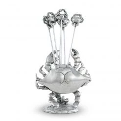 Vagabond House Sea And Shore Pewter Blue Crab Cheese Pick Set