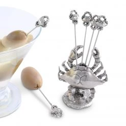 Vagabond House Sea And Shore Pewter Blue Crab Cheese Pick Set