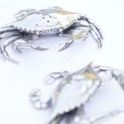 Vagabond House Pewter Blue Crabs Salt & Pepper Set Sea And Shore