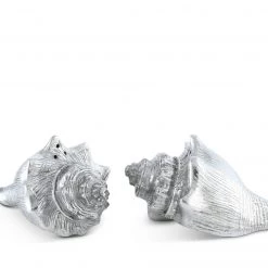 Vagabond House Pewter Conch Shells Salt & Pepper Set Sea And Shore