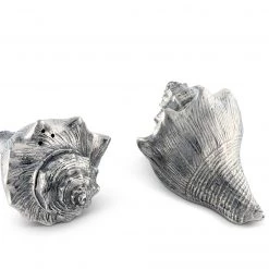 Vagabond House Pewter Conch Shells Salt & Pepper Set Sea And Shore