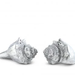 Vagabond House Pewter Conch Shells Salt & Pepper Set Sea And Shore