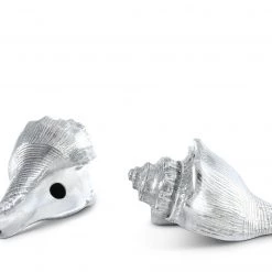 Vagabond House Pewter Conch Shells Salt & Pepper Set Sea And Shore