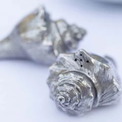 Vagabond House Pewter Conch Shells Salt & Pepper Set Sea And Shore