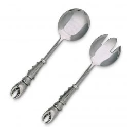 Vagabond House Sea And Shore Pewter Crab Claw Salad Serving Set