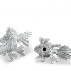 Vagabond House Pewter Goldfish Salt & Pepper Set Sea And Shore