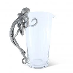 Vagabond House Pewter Octopus Handle Glass Pitcher