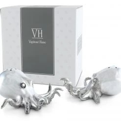 Vagabond House Pewter Octopus Salt & Pepper Set Sea And Shore