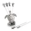 Vagabond House Pewter Sea Turtle Cheese Pick Set Sea And Shore
