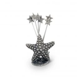 Vagabond House Pewter Star Fish Cheese Pick Set Sea And Shore
