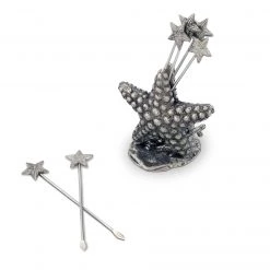 Vagabond House Pewter Star Fish Cheese Pick Set Sea And Shore