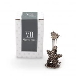 Vagabond House Pewter Star Fish Cheese Pick Set Sea And Shore
