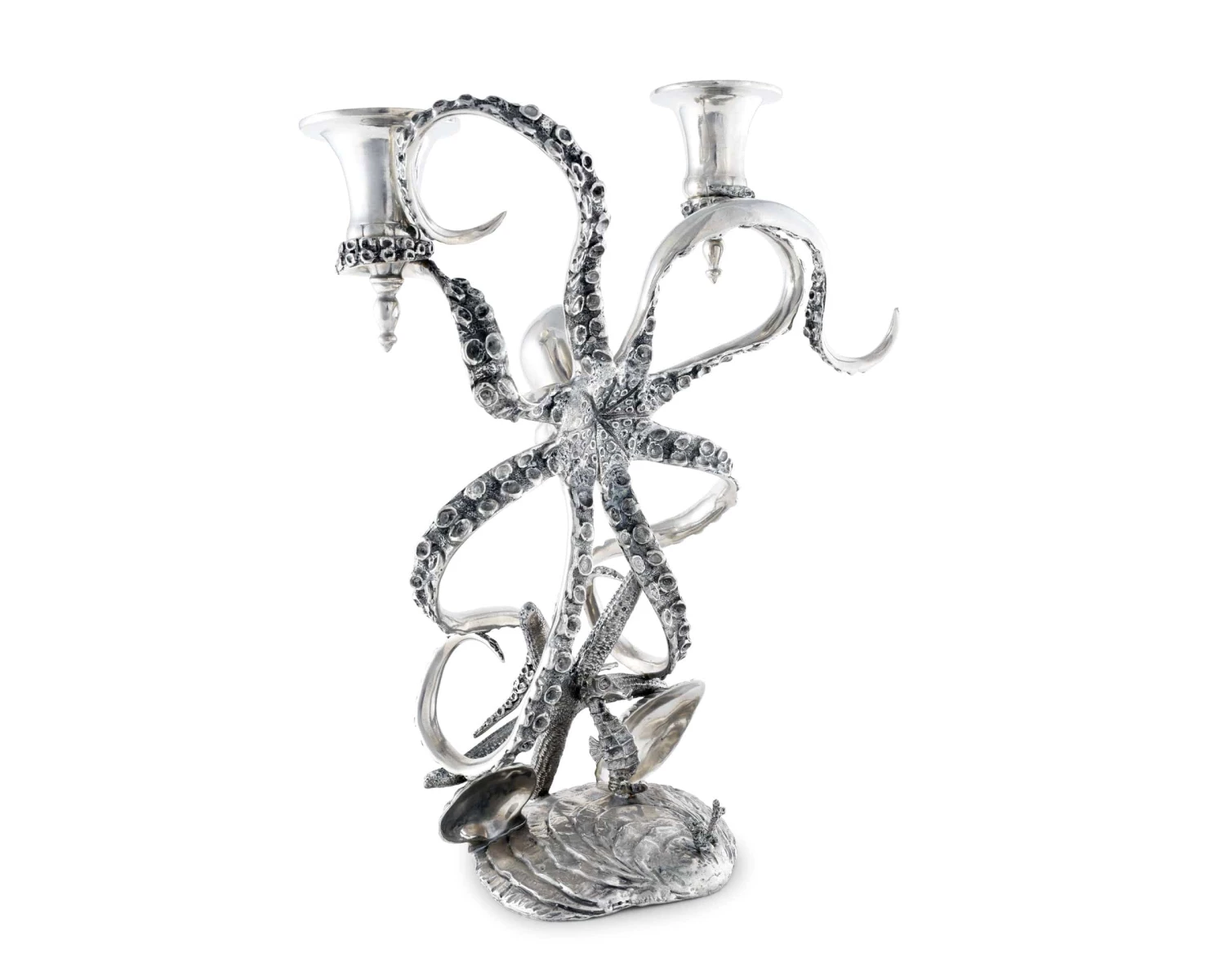 Vagabond House Sea And Shore Two Taper Pewter Octopus Candelabrum 2 Vagabond House Sea And Shore Two Taper Pewter Octopus Candelabrum