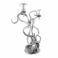 Vagabond House Sea And Shore Two Taper Pewter Octopus Candelabrum 6 Vagabond House Sea And Shore Two Taper Pewter Octopus Candelabrum