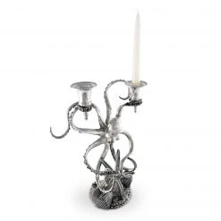 Vagabond House Sea And Shore Two Taper Pewter Octopus Candelabrum 7 Vagabond House Sea And Shore Two Taper Pewter Octopus Candelabrum